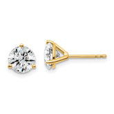 18k 2 carat Certified Lab Grown Diamond VS+ F+ Round Complete Three Prong Stud Earrings